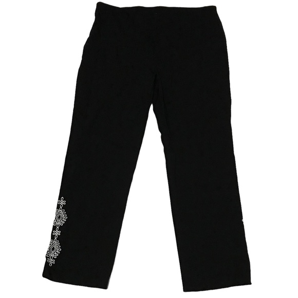 High Fifth Pants - High fifth Cropped Black Pants with white design Size 14